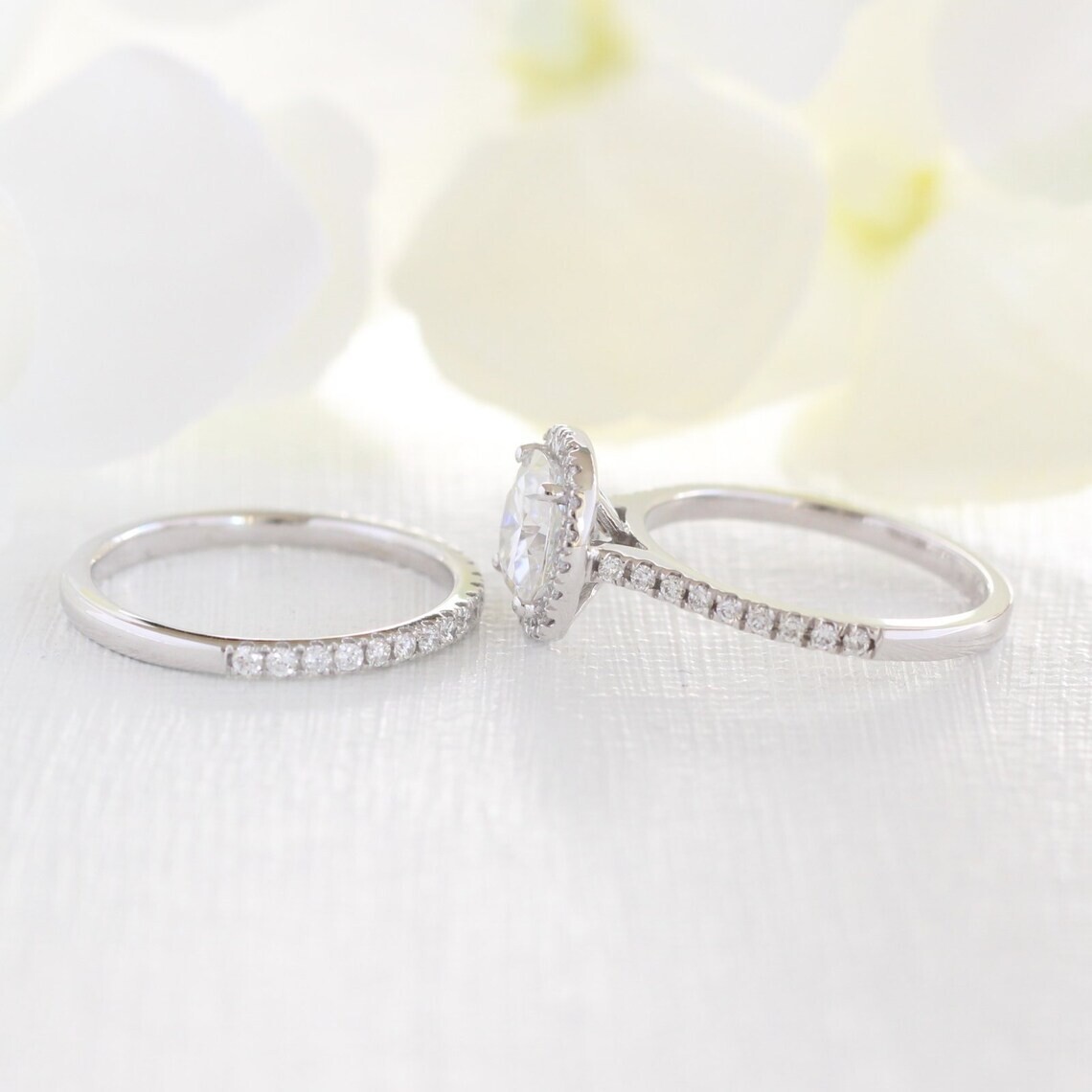 3.10 Ct Cushion Cut Lab-Created Diamond Wedding Ring Set 925 Sterling Silver