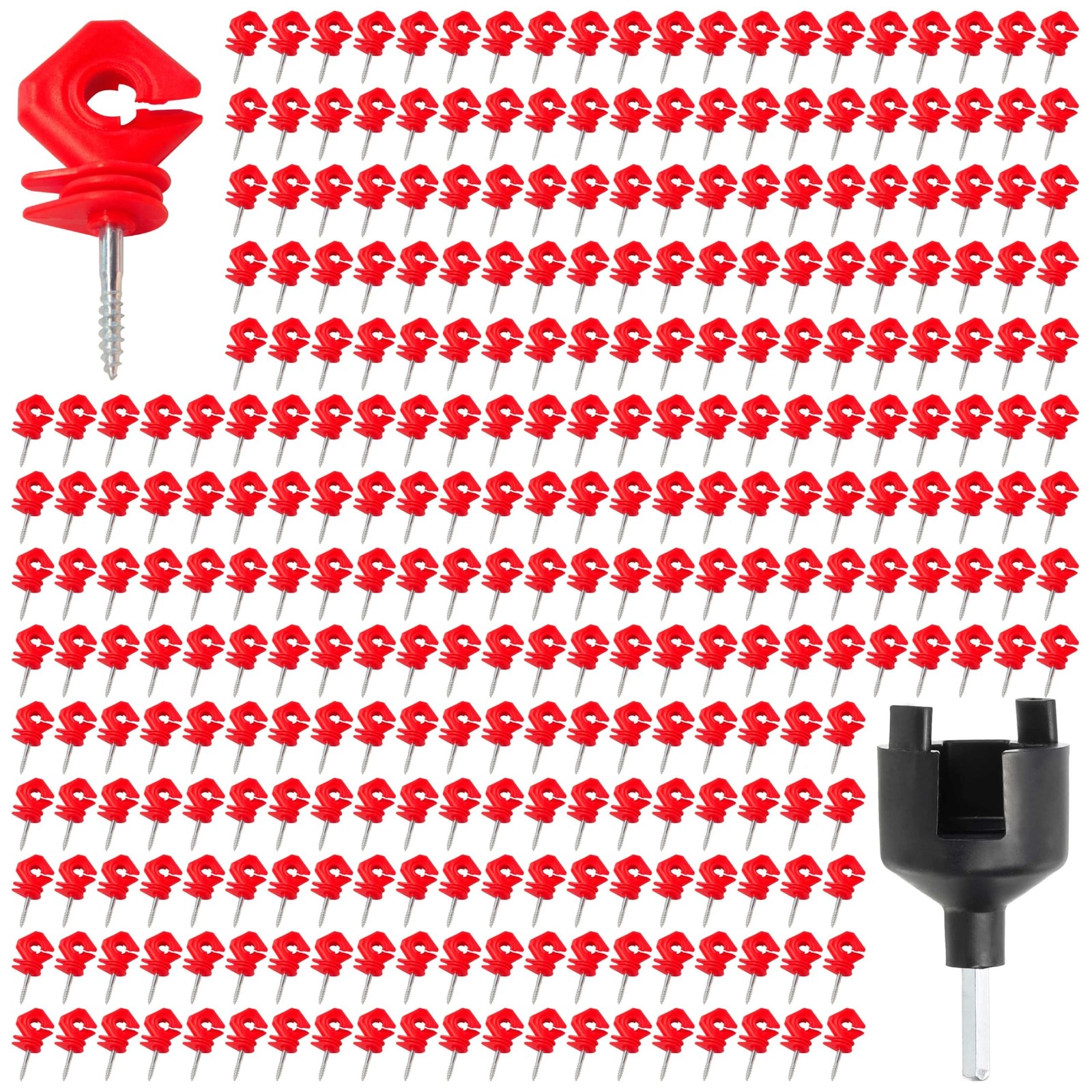 300 pcs red Screw-in insulators for Electric Fence Wood Post and 1 pc Free In...