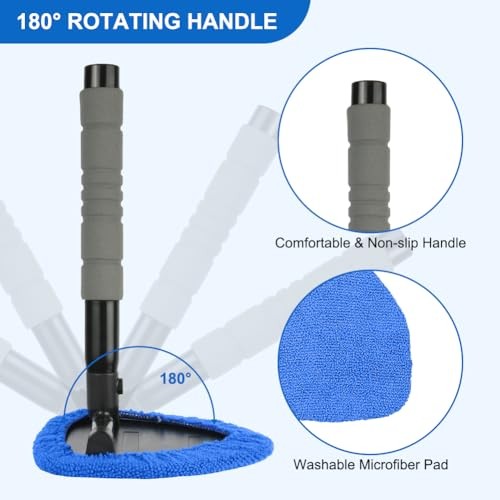 6 Pcs Windshield Cleaning Tool, Car Window Cleaner Kit triangle Blue - Triangle