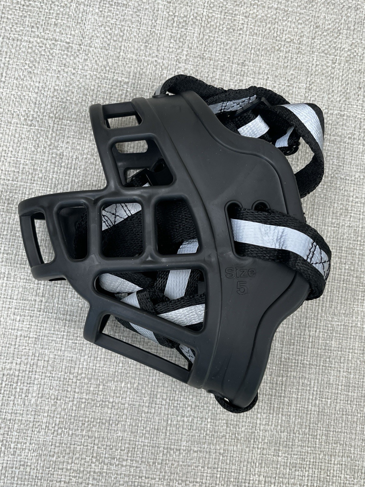 Reflective Dog Muzzle Black Sz 5 Medium To Extra Large Dogs With Strap And Clasp