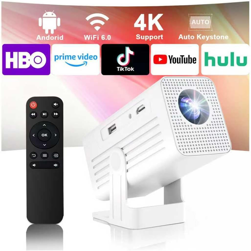 Mini Projector with WiFi and Bluetooth, 1080P Supported Smart Projector with Bui