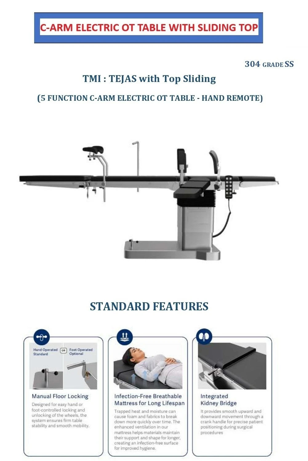 Electric Operation Table with remote C- Am Surgical Electric operating table