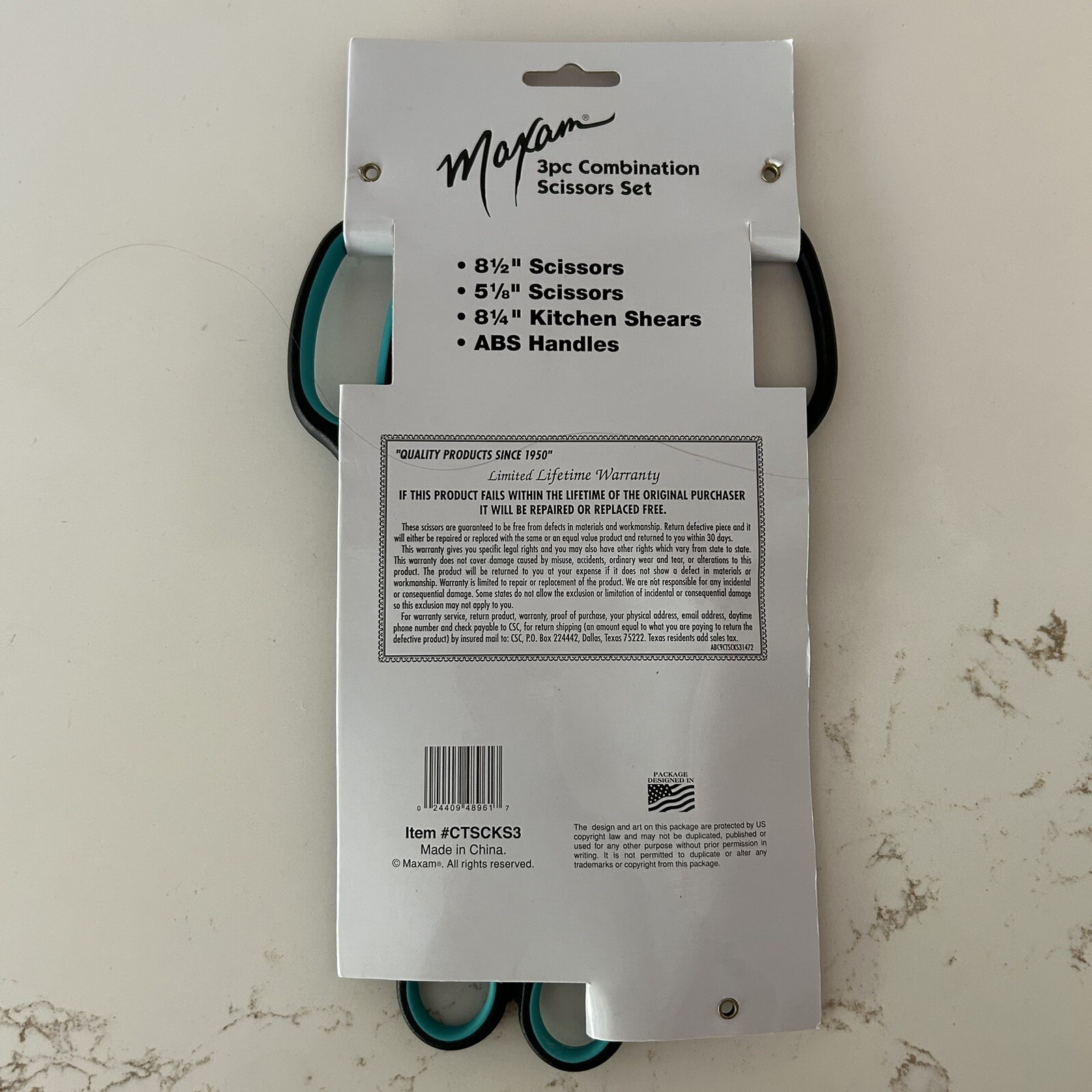 Maxam Combination Scissor Set Of 3 Kitchen Shears ABS Handles 3pc