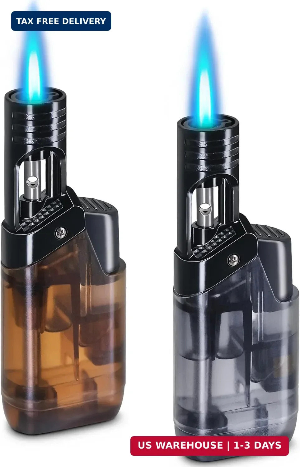 2 Pack Torch Lighter Mini Butane Multipurpose Utility Lighters with Wand Jet Fla
