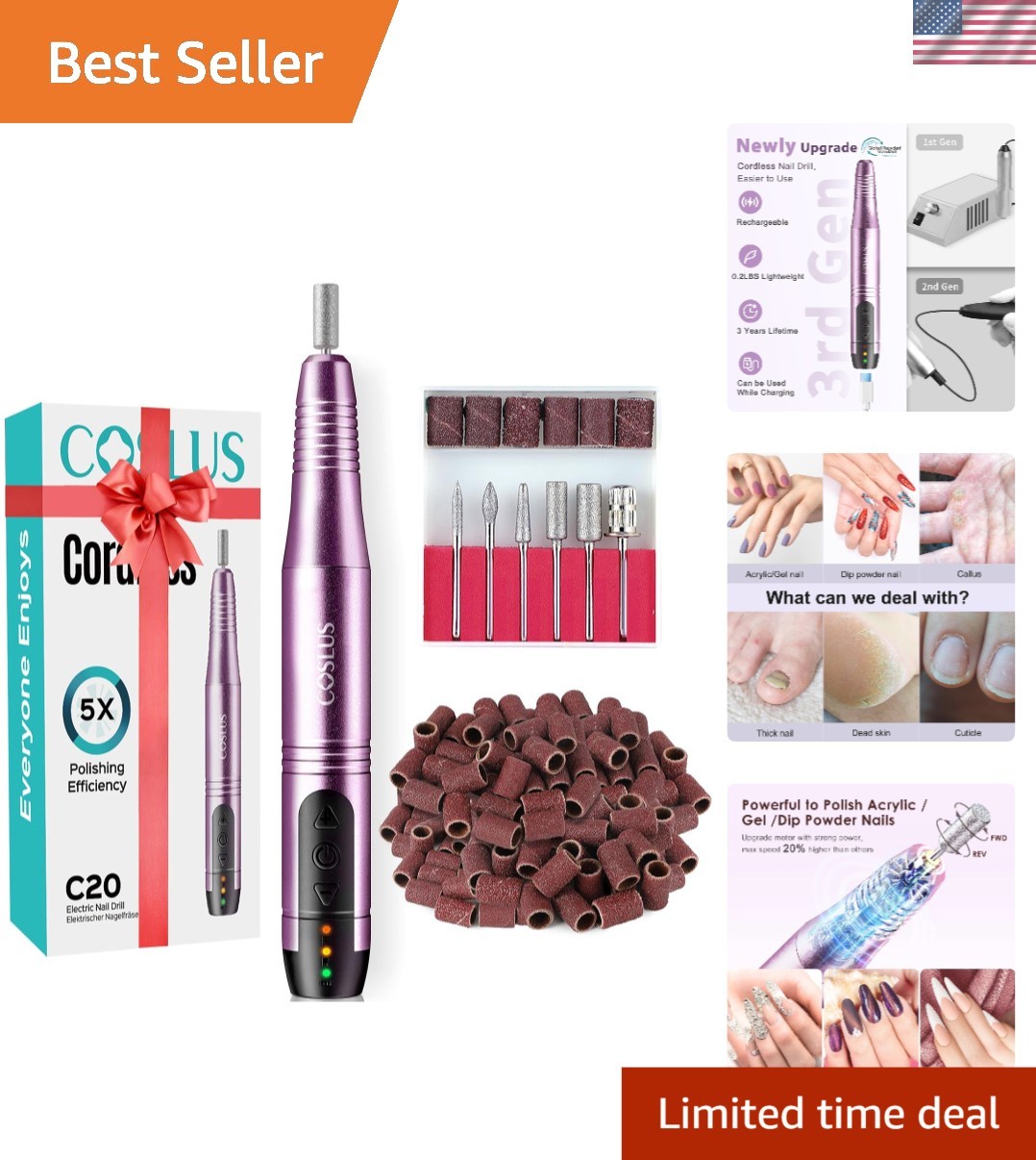 Portable C20 Nail Drill Machine - Complete Manicure & Pedicure Set for Home Use