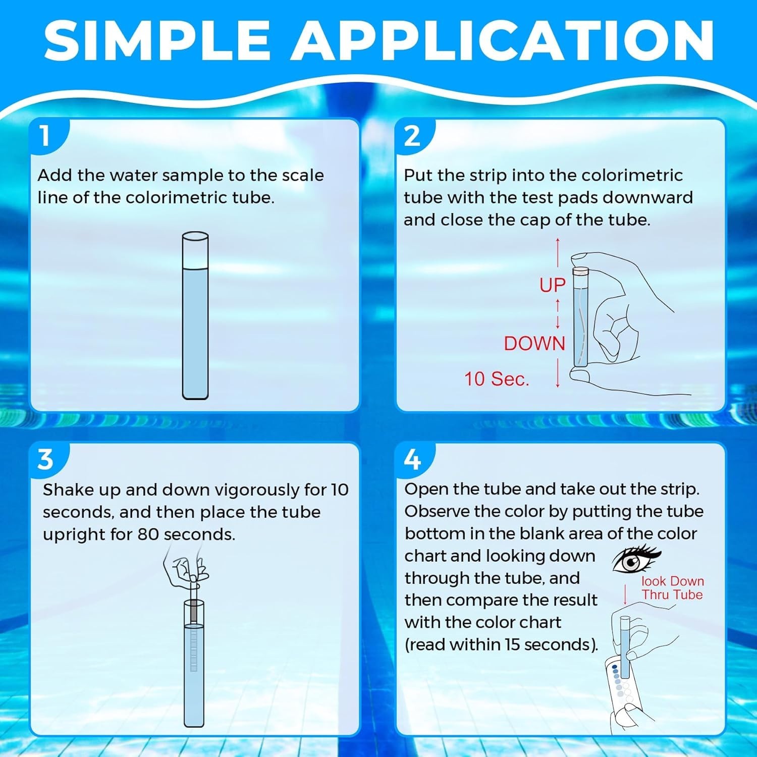 Pool & Hot Tub Phosphate Kit 50 Strips Water Quality Testing