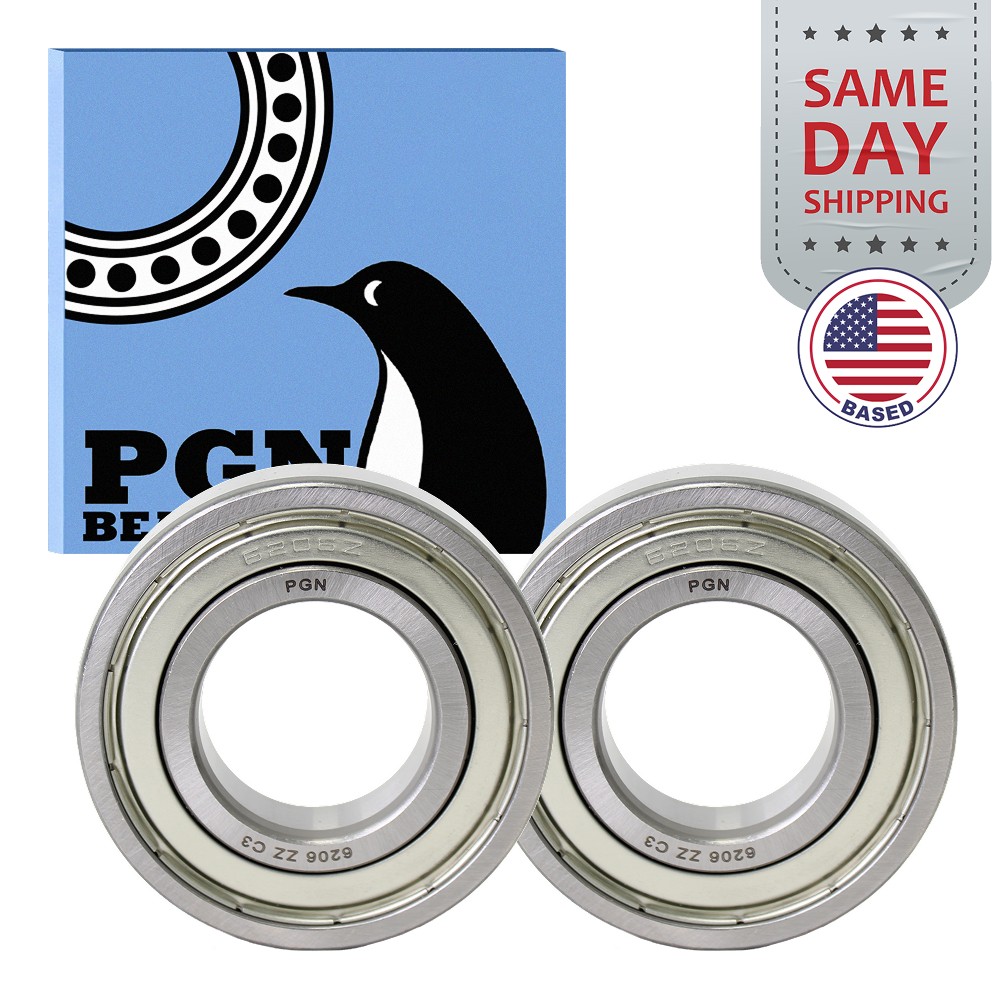 (2) 6206-ZZ Premium Metal Shield Ball Bearing C3 EMQ, 30x62x16, 6206 ZZ 6206z