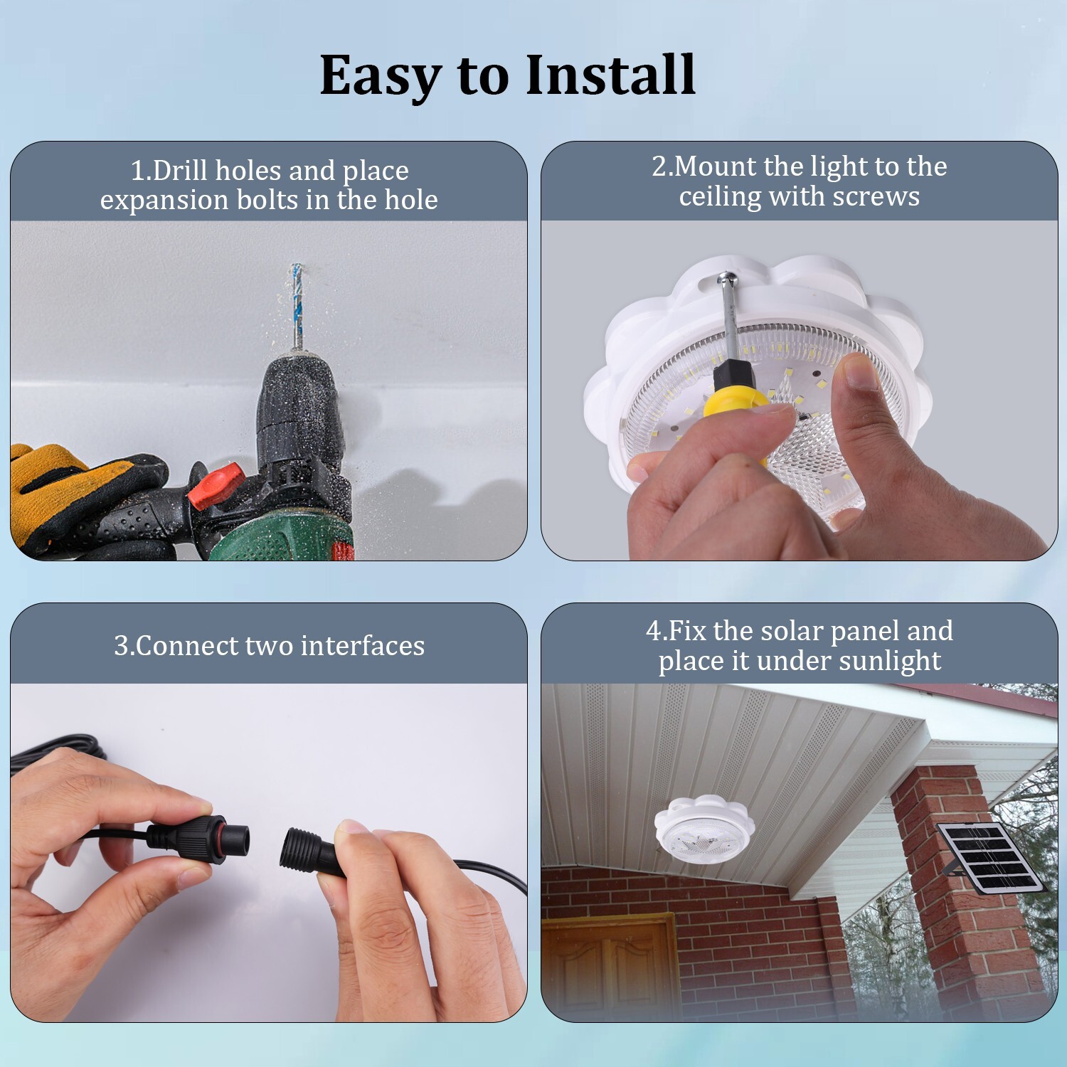 LED Ceiling Light Solar Panel Remote Control Pendant Lamp Indoor Corridor Garden
