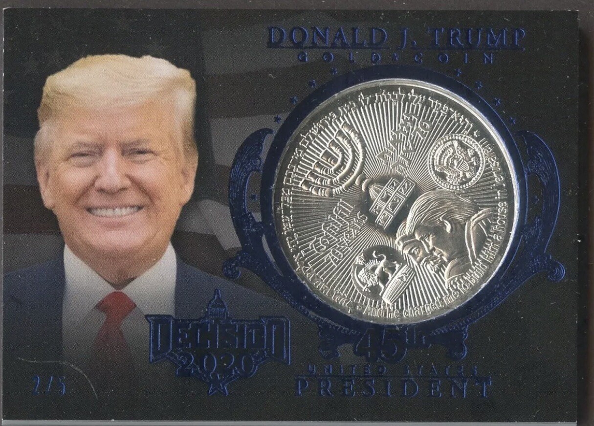 2020 Decision Gold Coin Blue Foil Donald J. Trump 2/5 RARE RARE RARE