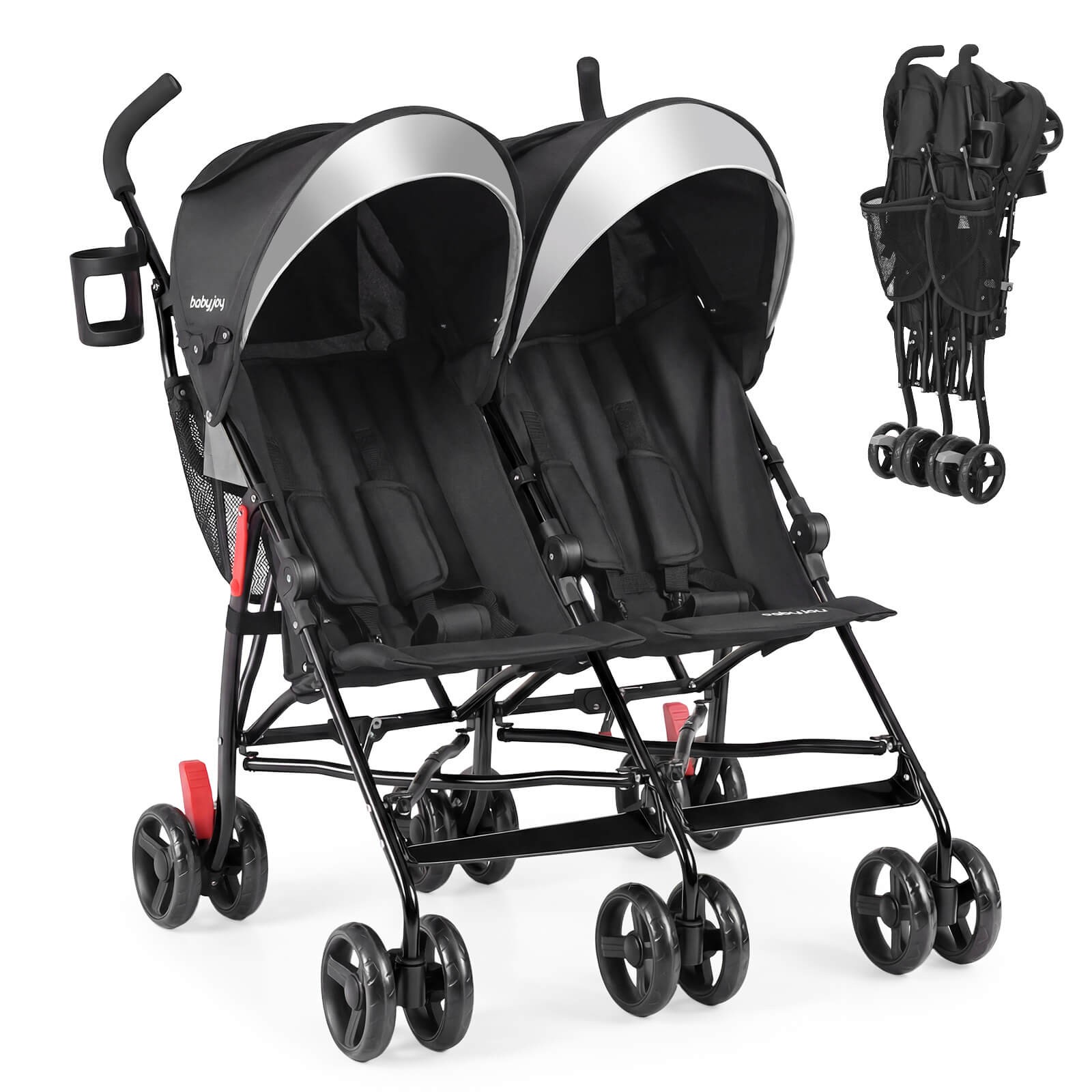 Foldable Twin Baby Double Stroller Kids Ultralight Umbrella Stroller Pushchair
