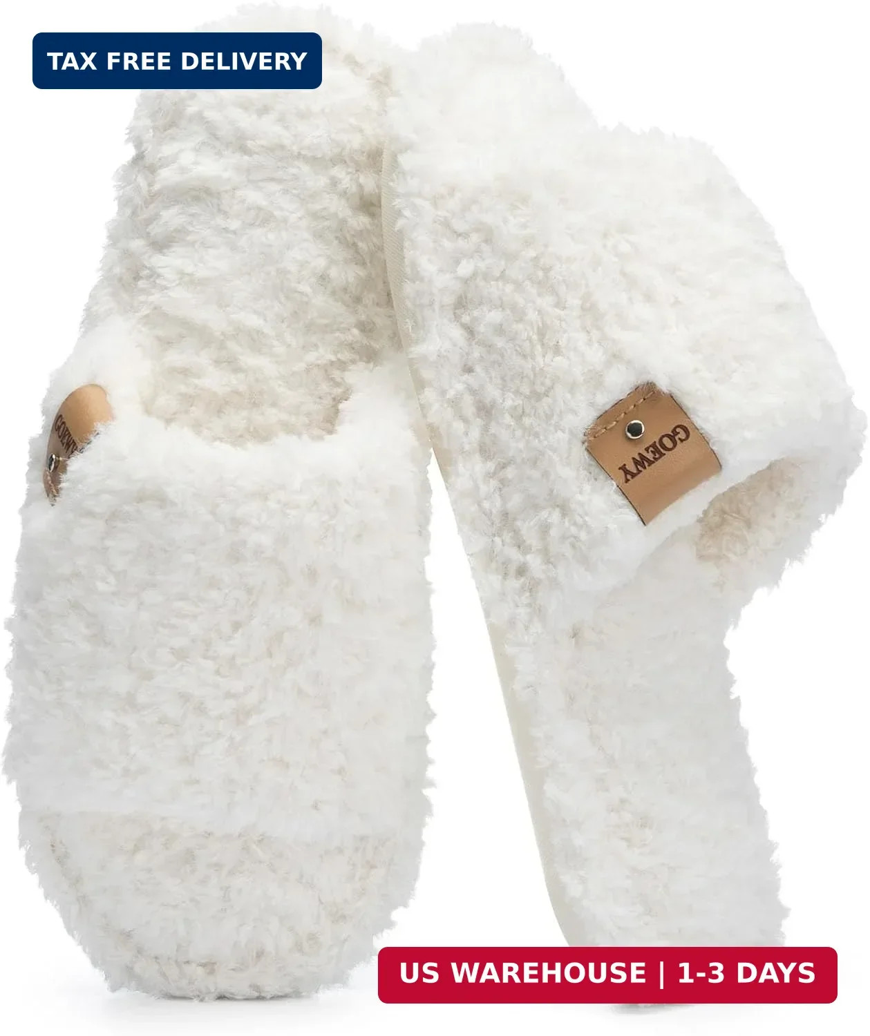 GOEWY Fuzzy Open Toe Slippers for Women Indoor Cozy Memory Foam Slip On House Sl