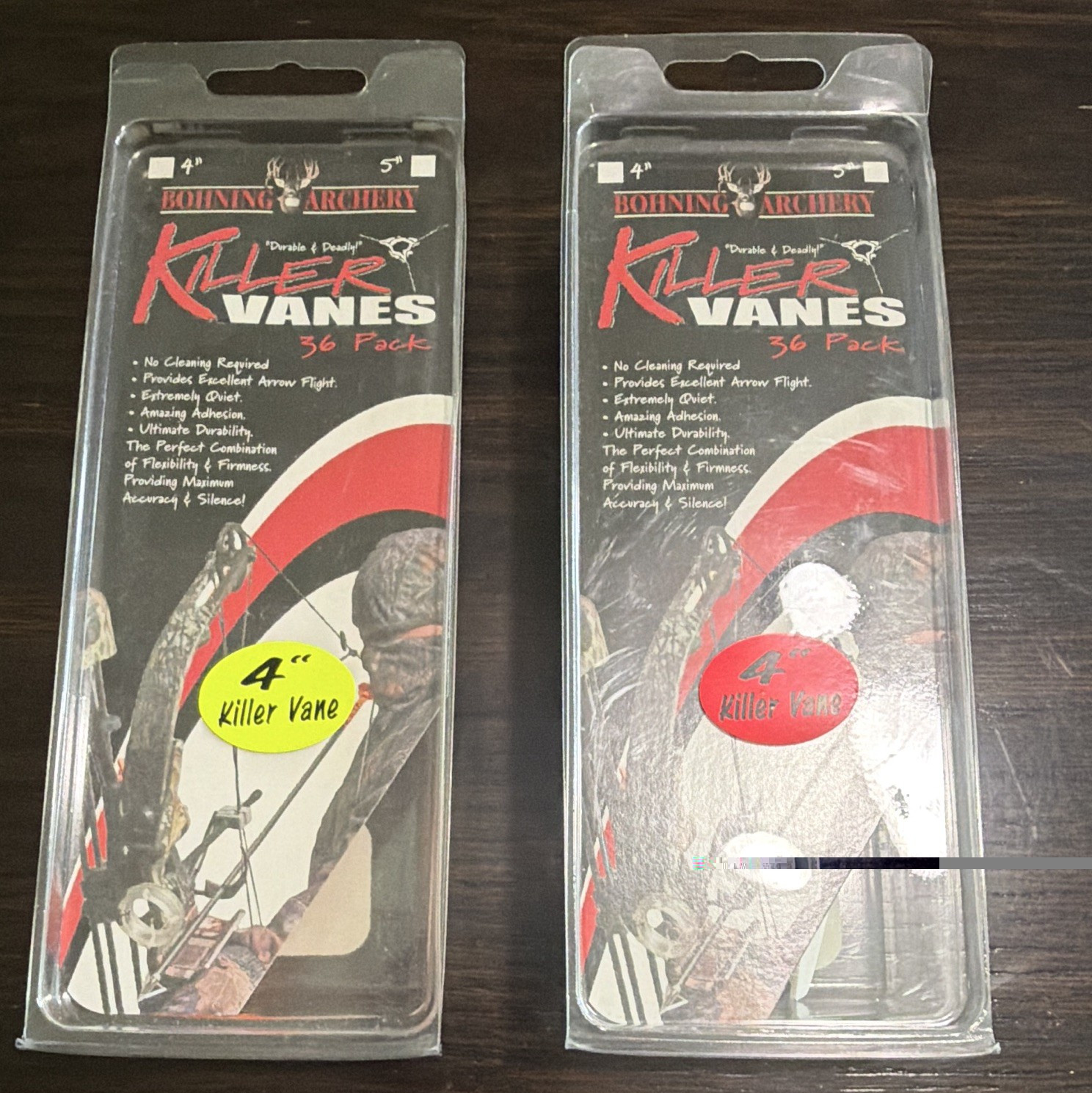 Bohning  Killer Vanes 4in Right Wing Plastic Bowhunting Orange White 6 w  & 14 o