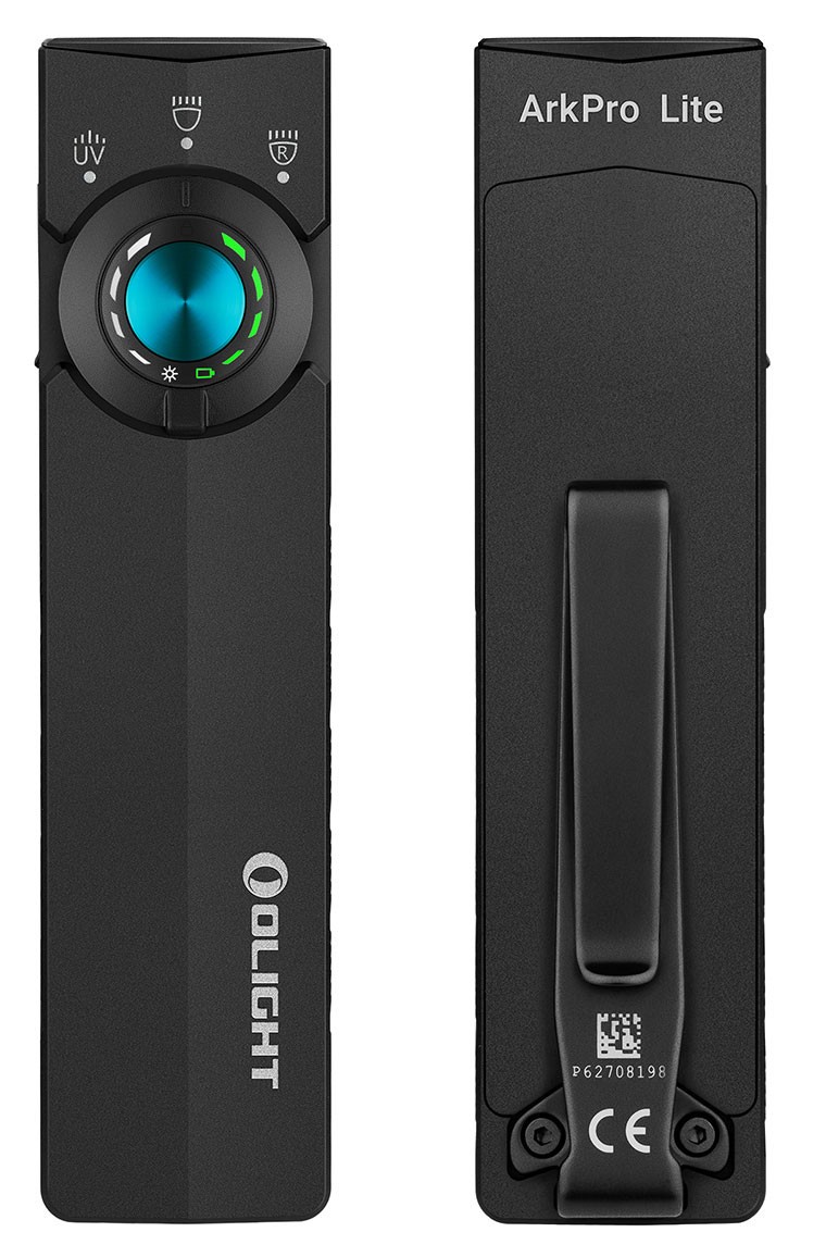 Olight ArkPro Lite Matte Black 3-in-1 Flashlight, 1200 Lu White, 40L Red, & UV