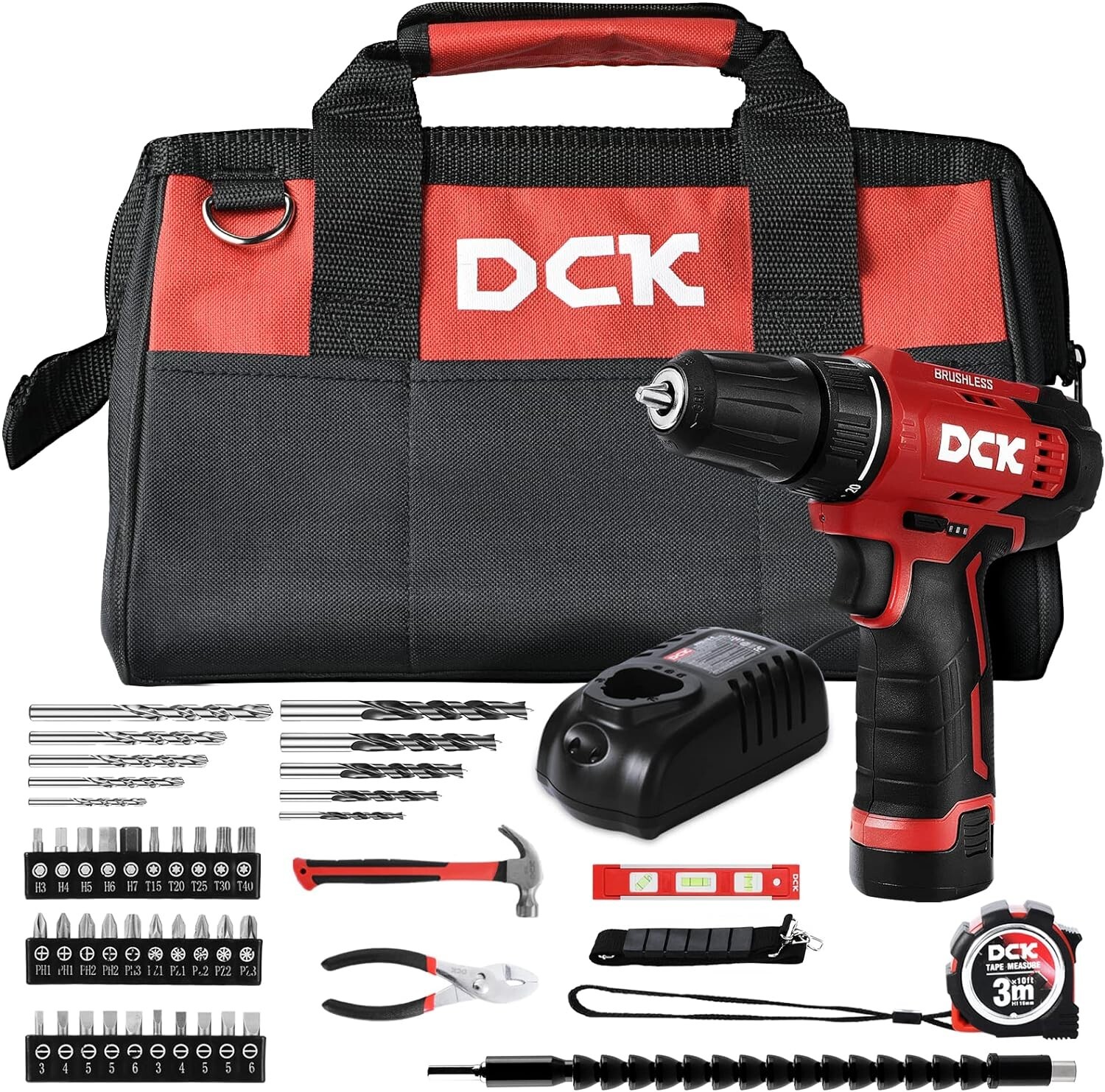 Brushless Drill Set, 12V Cordless Drill with 2.0Ah Battery, 3/8’’ Keyless Chuck