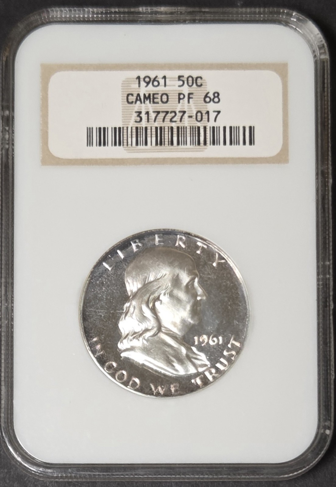 1961 Franklin Half Dollar, NGC PF68 Cameo