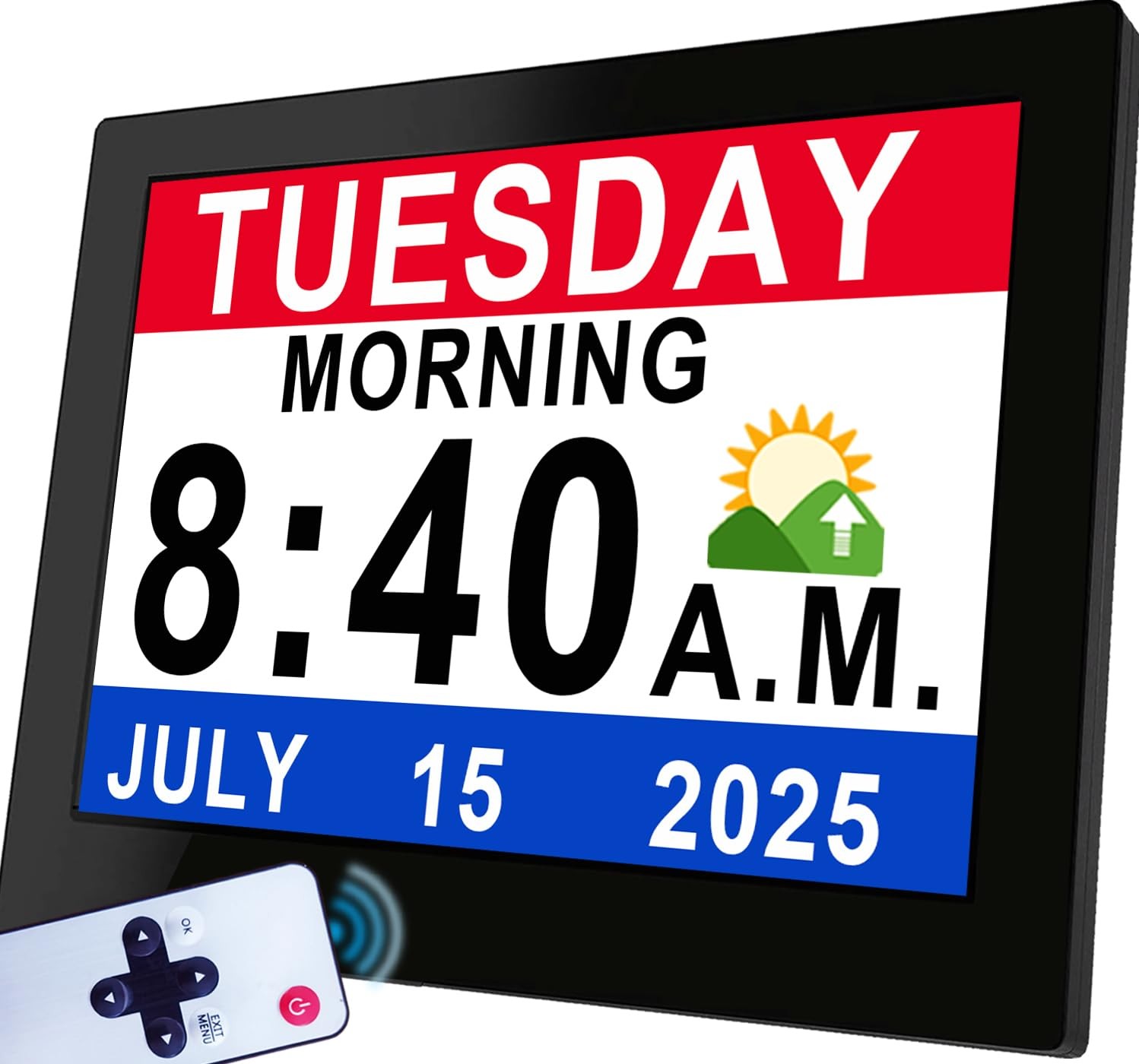 Véfaîî 19 Alarms Dementia Clock 8 Inch Large Display, 8 INCH, 8''hd Black