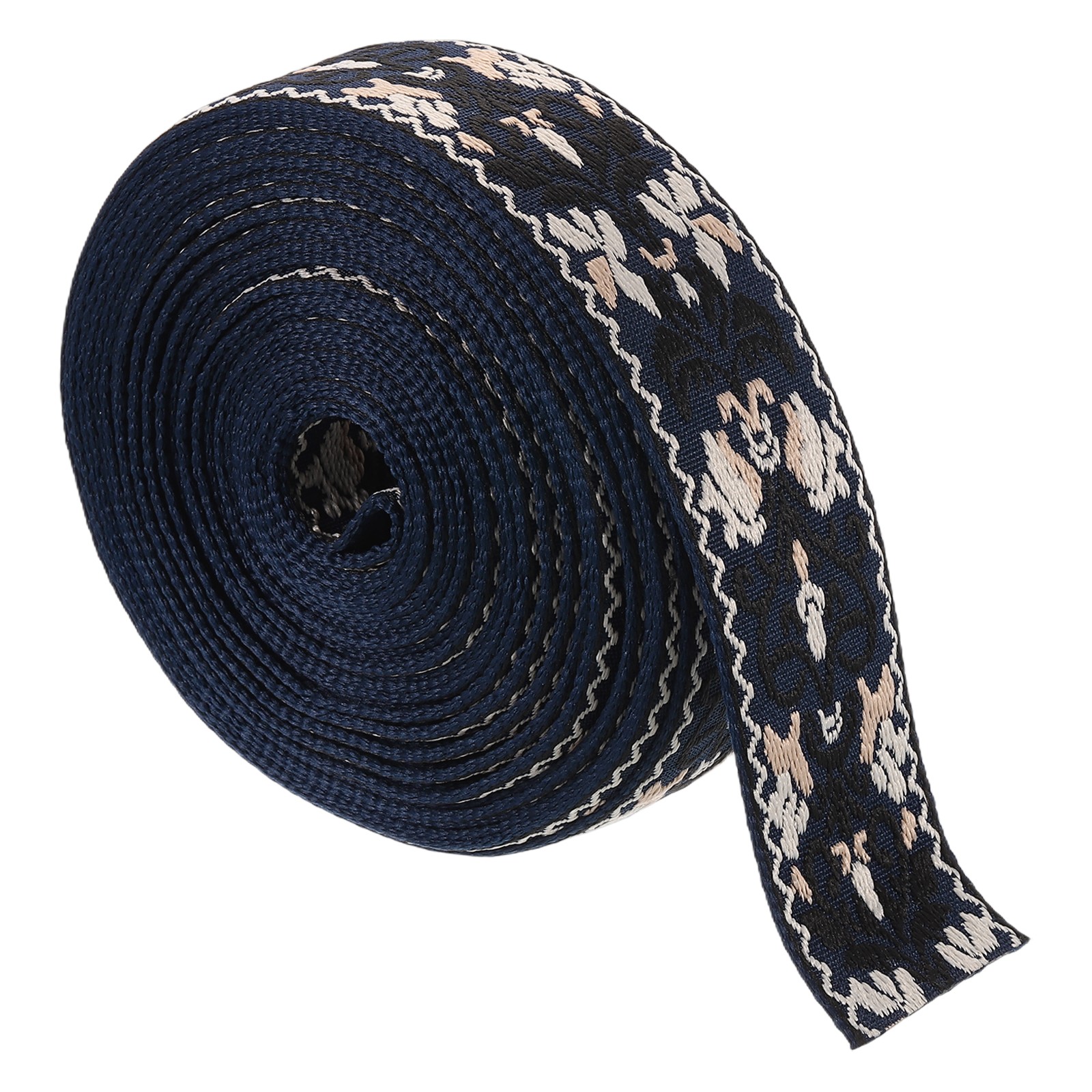 10Yards Cotton Webbing Strap, 50mm Flower Purse Bag Straps, Blue-Beige