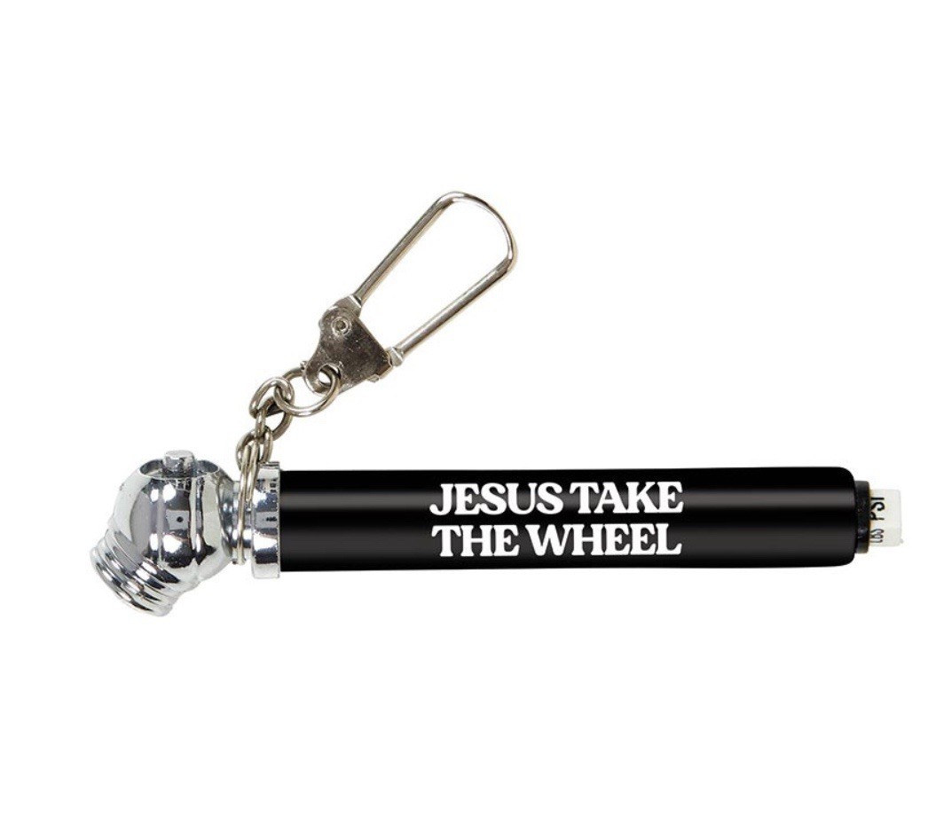 Living Grace Jesus Take The Wheel Tire Pressure Gauge Keychain New Free Shipping