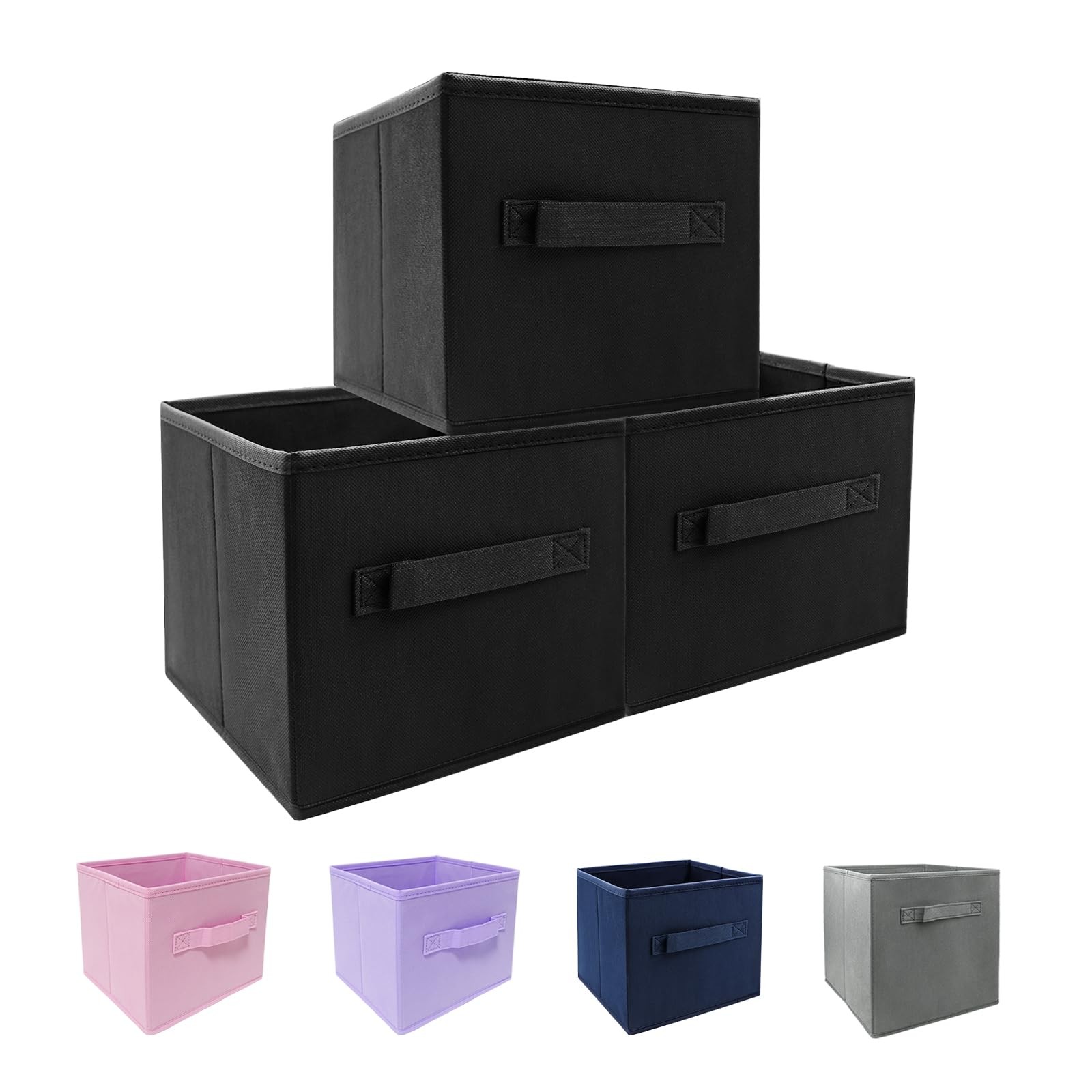 EBIGIC Kids Storage Bins 9.0"x7.5"x7.5" Small 9”x 7.5”x 7.5”, Black 3Pack