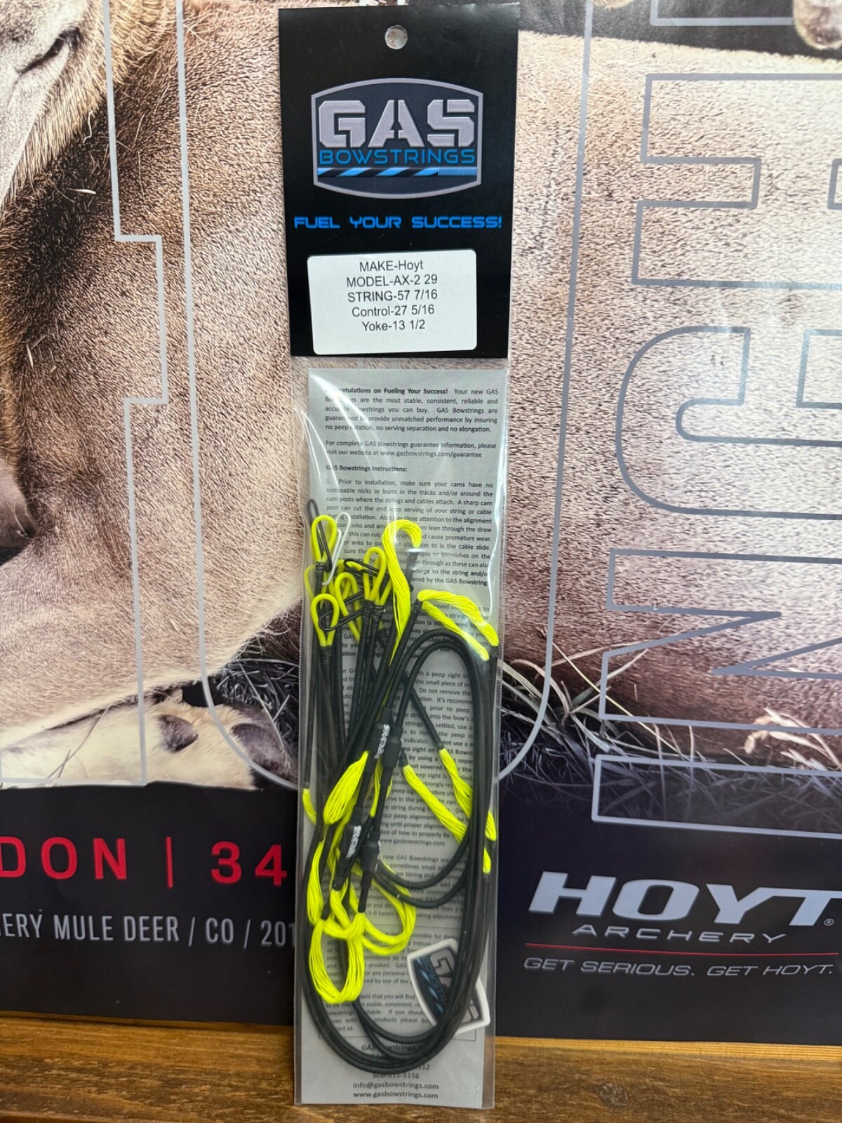 Gas Bowstrings Hoyt AX-2 29 All Flo Yellow Strings AX2 29 Bow String Set