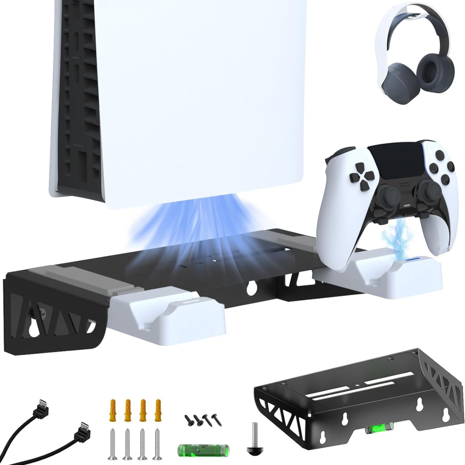 Steel Wall Mount for PS5 Slim with Fast Charging Station