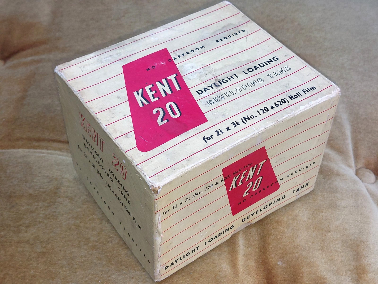 Vintage Photography Kent 20 Daylight Loading Developing Tank, BOX ONLY FILM PROP