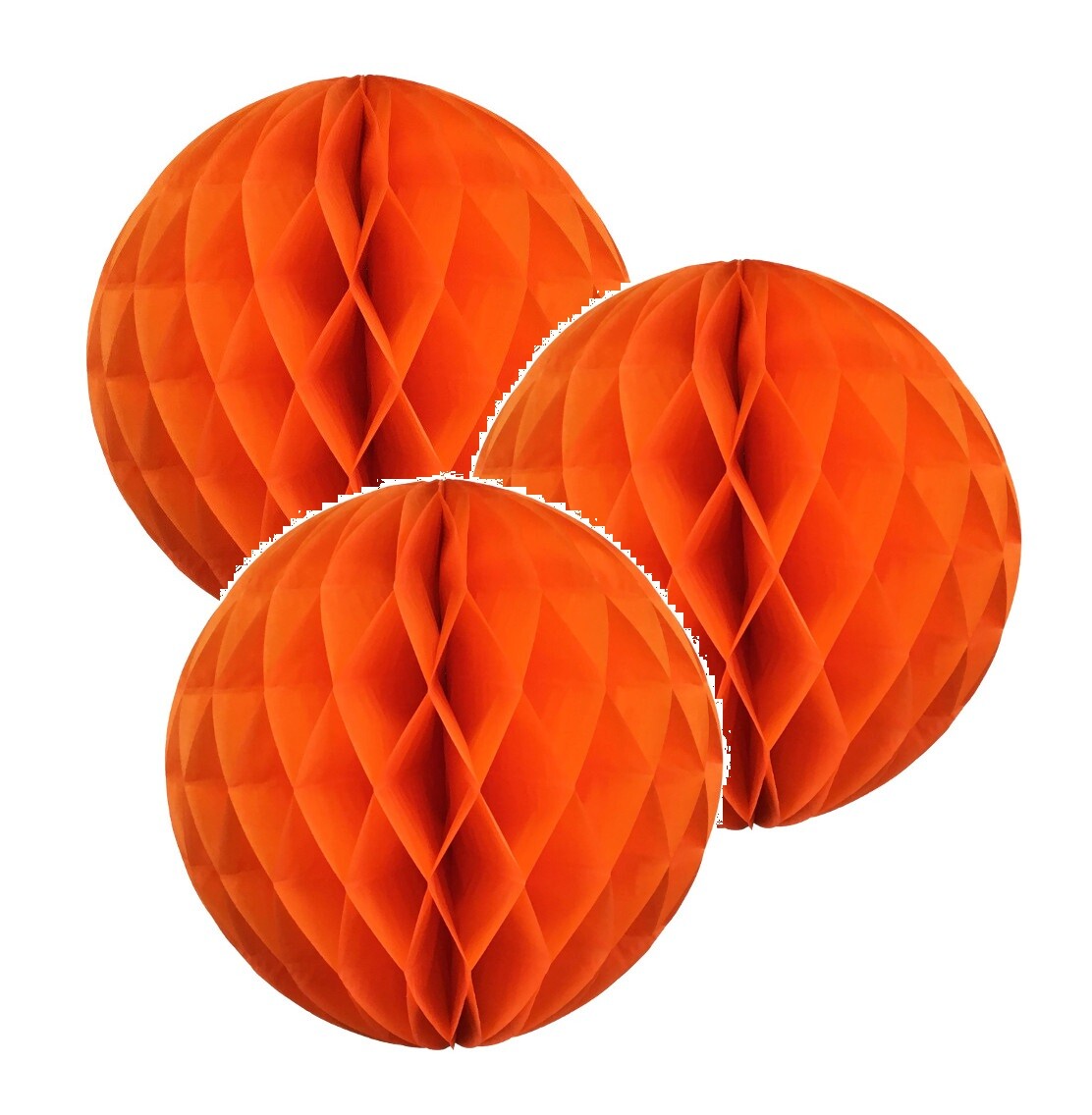 3x Orange 4" HoneyComb Round Tissue Paper Lantern Balls Pom Poms Wedding Decor