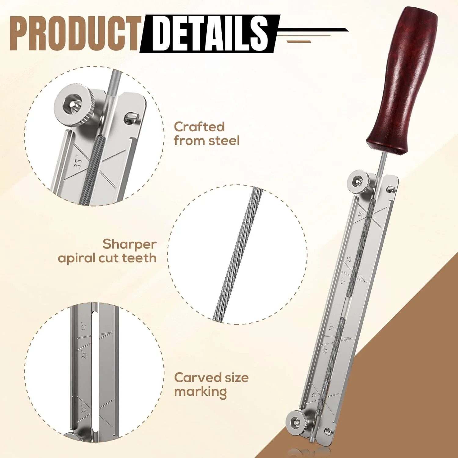 3 Pack Chainsaw Sharpening File Kit 5/32in Round Files with Guide