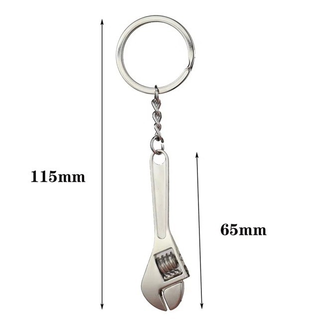 Mini Adjustable Wrench Keychain Metal Spanner Tool Key Ring EDC Gift Men Silver