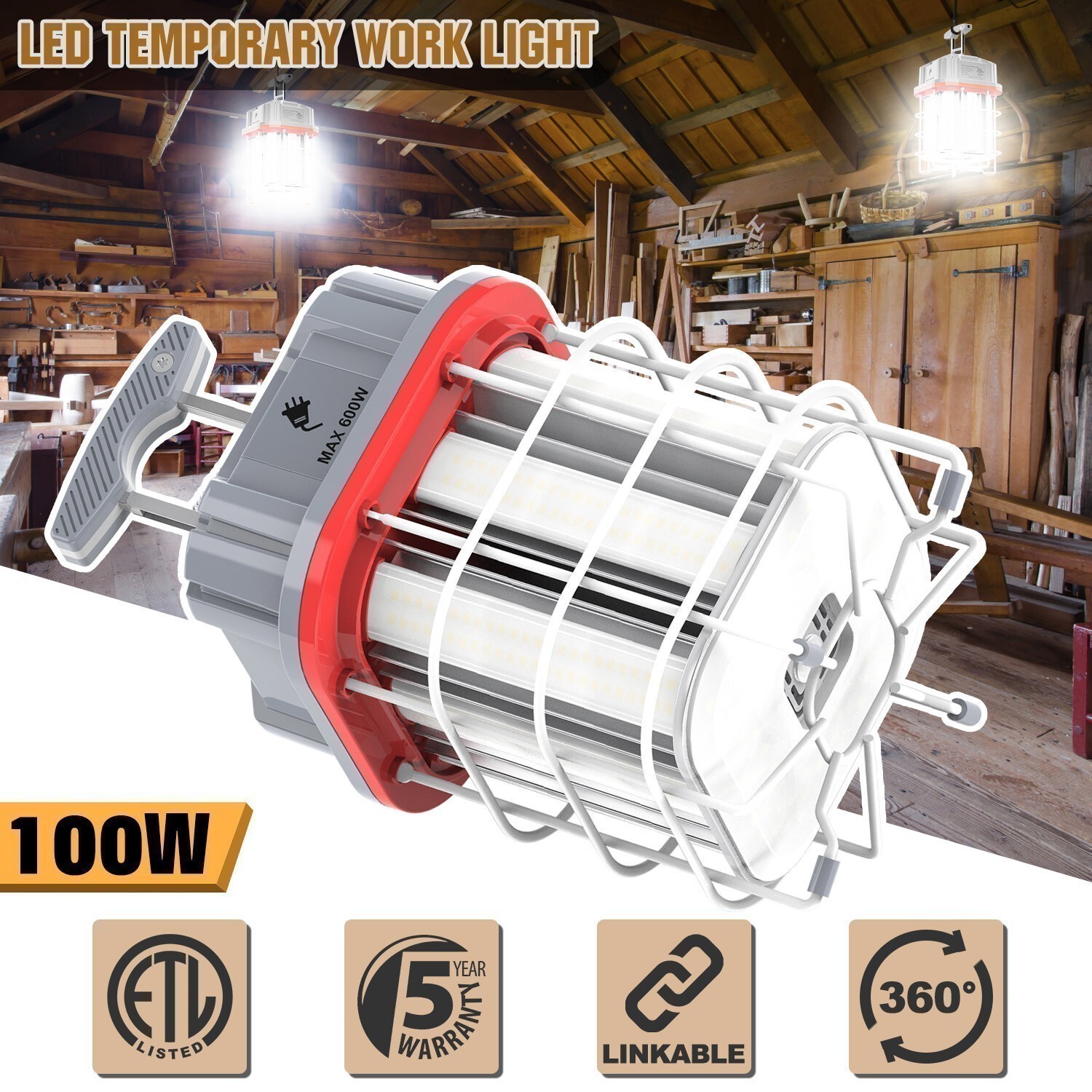 100W Linkable LED Temporary Work Light Commercial Industrial Construction Lights