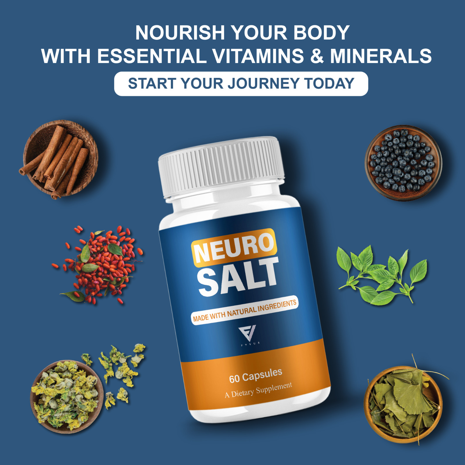 Neuro Salt Capsules, Neuro Salt Nootropic Supplement (60 Capsules)