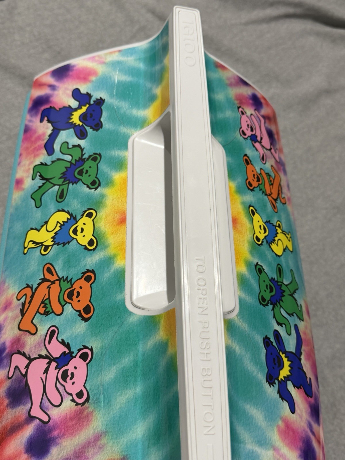 Igloo Grateful Dead Bears Cooler Storage Lunch Box Tie Dye Plastic Case Preowned