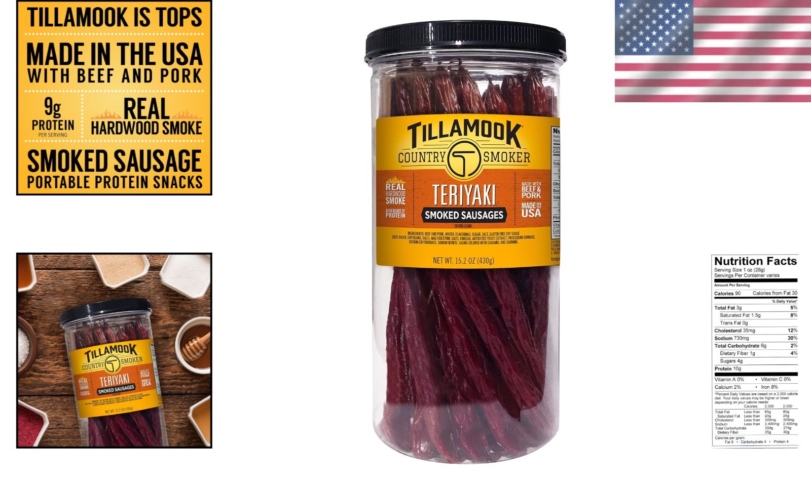 Delicious Teriyaki Hardwood Smoked Sausages in Resealable 15.2oz Jar - 20 Count