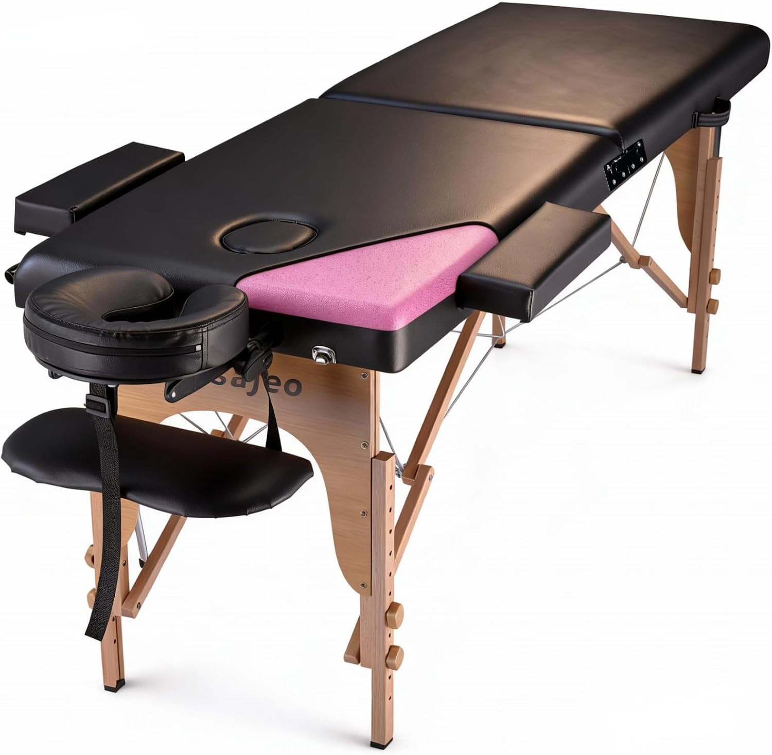 Professional Massage Table Portable Massage Bed, Black(2-Section) | Adjustable H