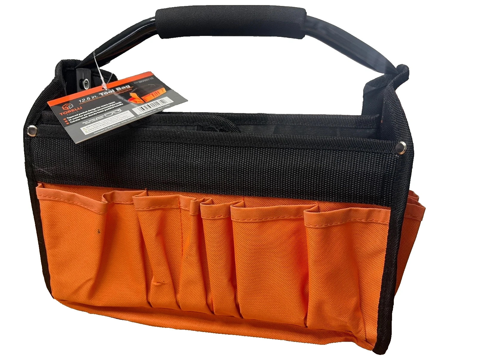 Torelli Tools 12.5 in Tool Bag Collapsible 14 Exterior Pockets Steel Handle NEW
