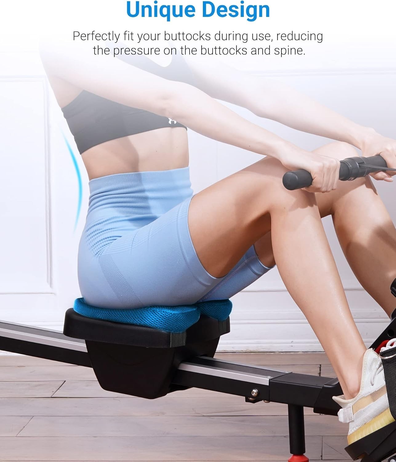Rowing Machine Seat Cushion, MERACH Rower Seat Cushion, 2 Strap Fixation, Cus...