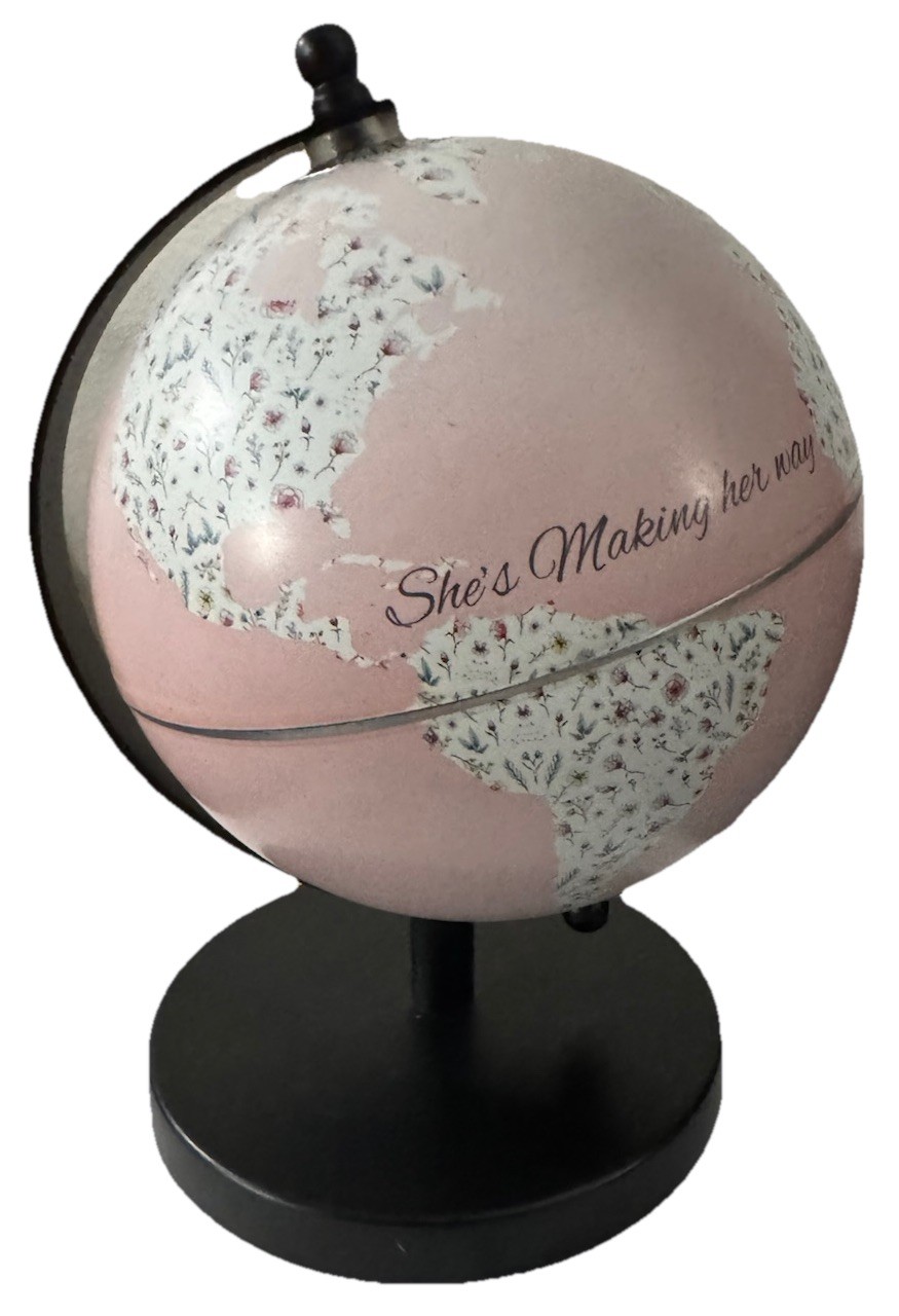 Mini Desktop Globe Pink Floral Shes Making Her Way Girls Decor