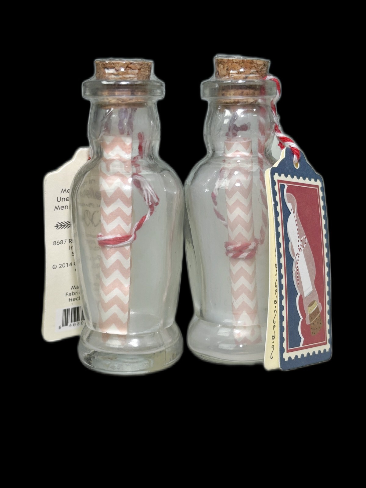 2 Message in a Bottle Glass Vial 4” Miniature Scroll Memory Keepsake Cork Lid
