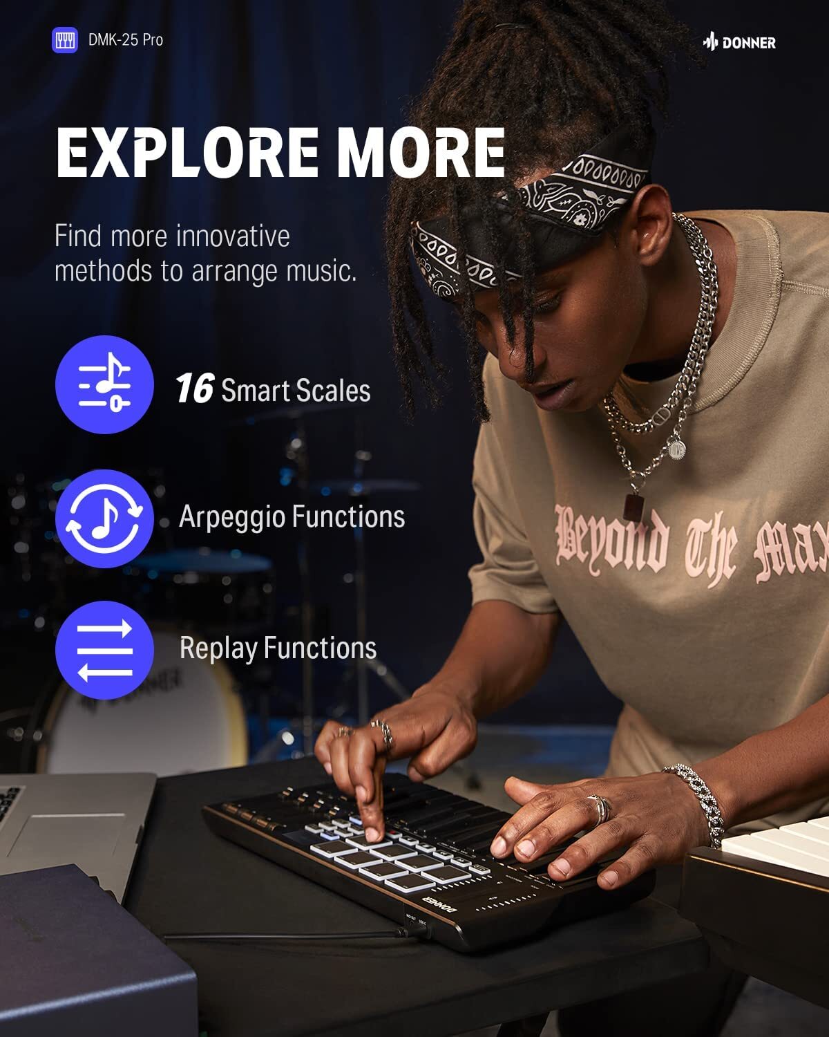 🎹 Donner DMK-25 Pro USB MIDI Keyboard Controller With Software & Online Course
