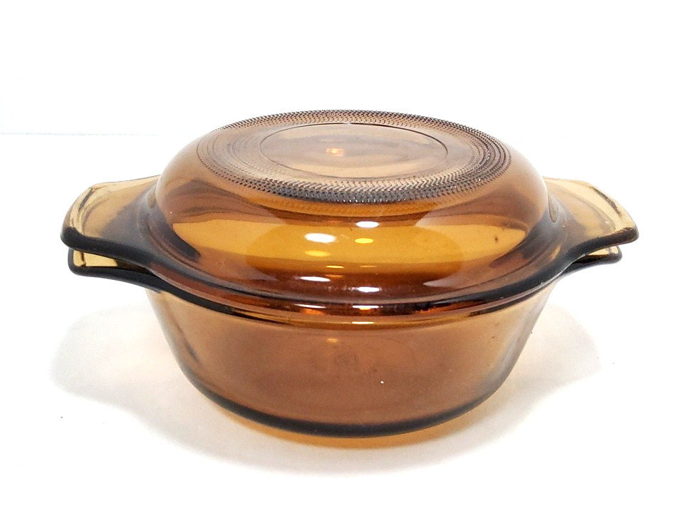 Fire King Anchor Hocking #472 Glass Amber Brown Baking Casserole Dish W/ Lid Vtg