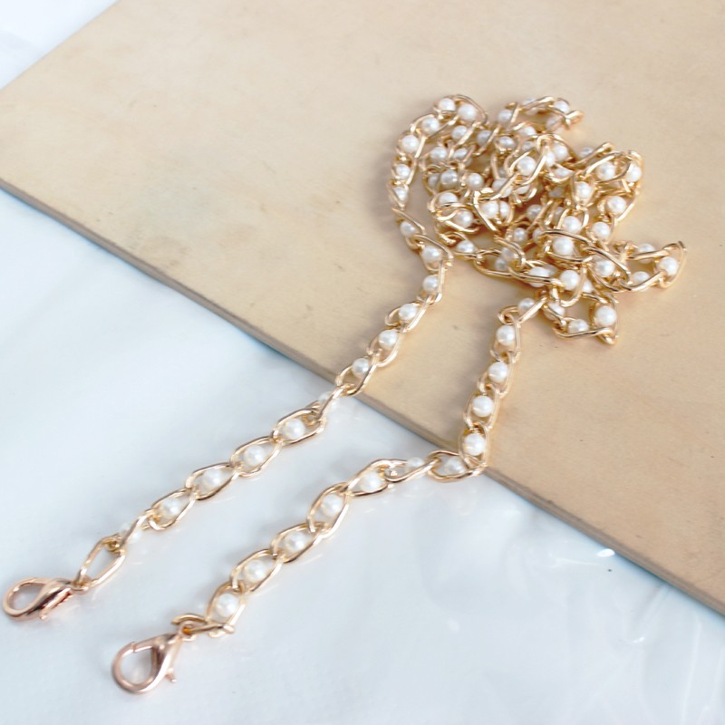 Bag Chain Imitation Pearl Bag Chain Luggage Accessories Wide Aluminum Chain ▪