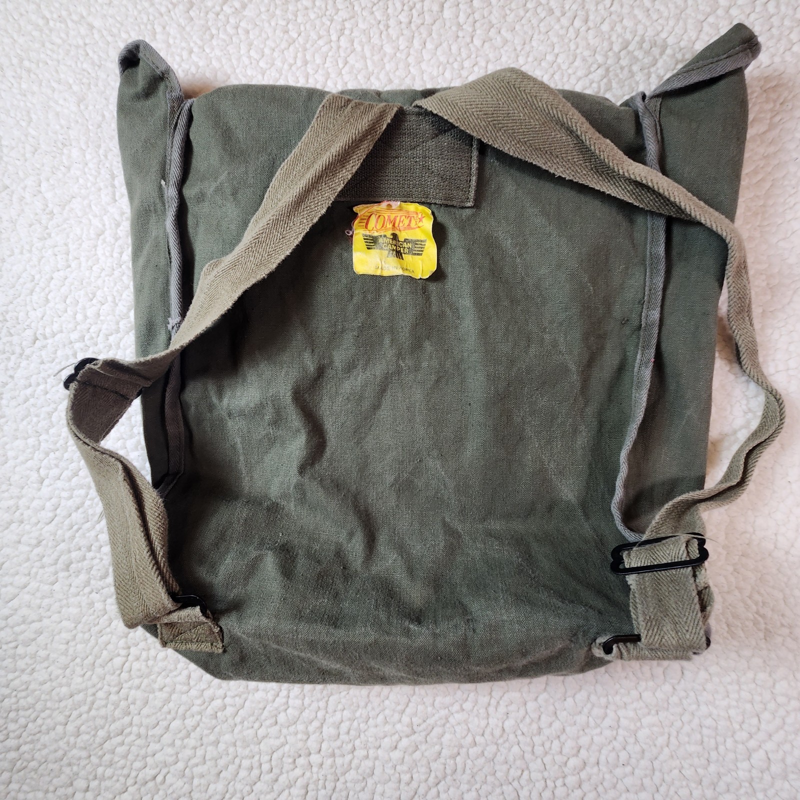 Vintage Comet American Camper Olive Green Drawstring Shoulder Bag Knapsack Korea