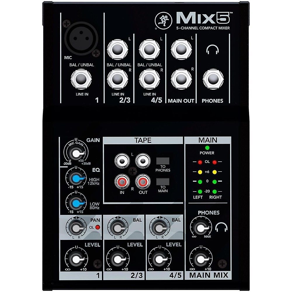 Mackie Mix5 5-Channel Compact Mixer with Single MIc Pre