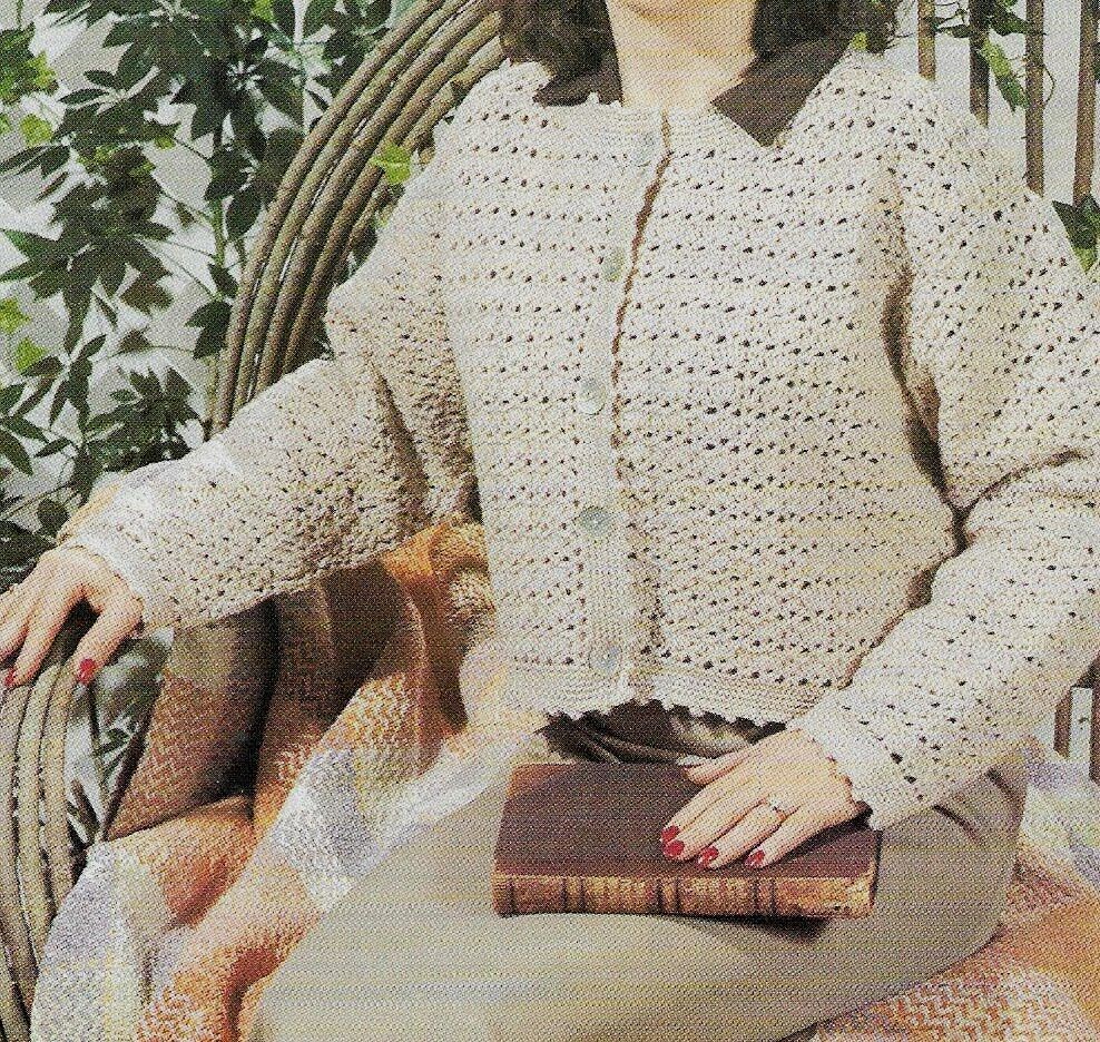 PICOT CARDIGAN SWEATER 3 SIZES WOMEN'S DIGEST SIZE CROCHET PATTERN INSTRUCTIONS