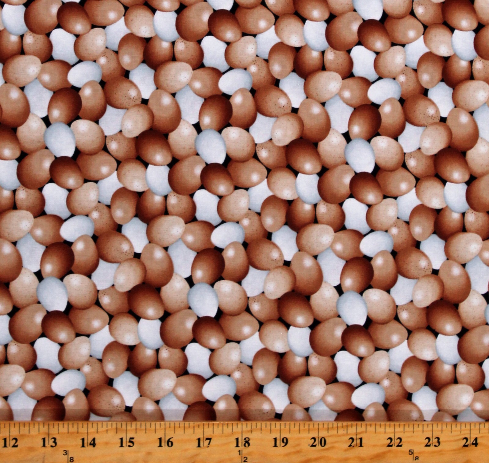 Cotton Eggs Farm Fresh Food Out to Pasture Chickens Fabric Print by Yard D367.59