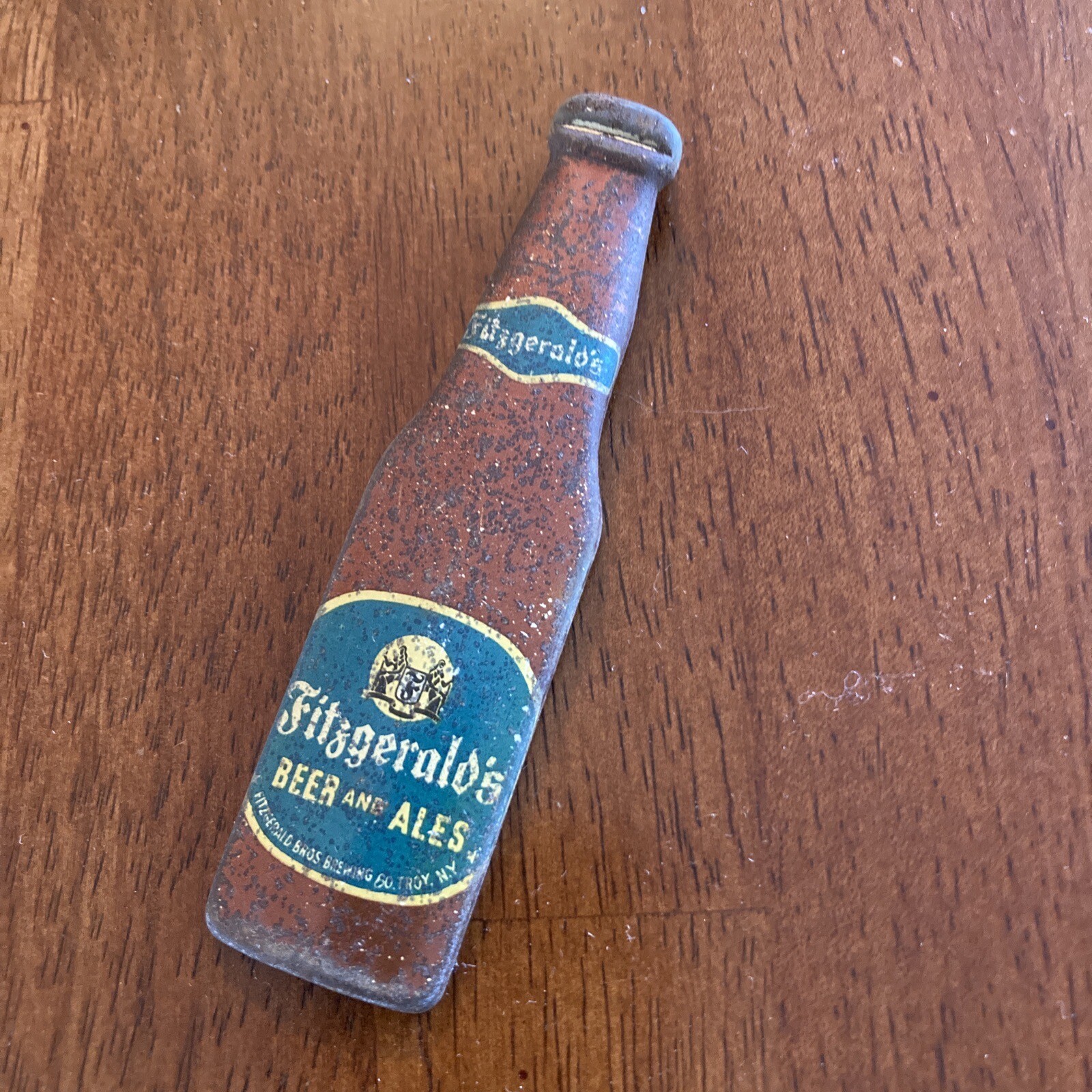 1940s Fitzgeralds Beer & Ales Tin Bottle Opener Beer ad