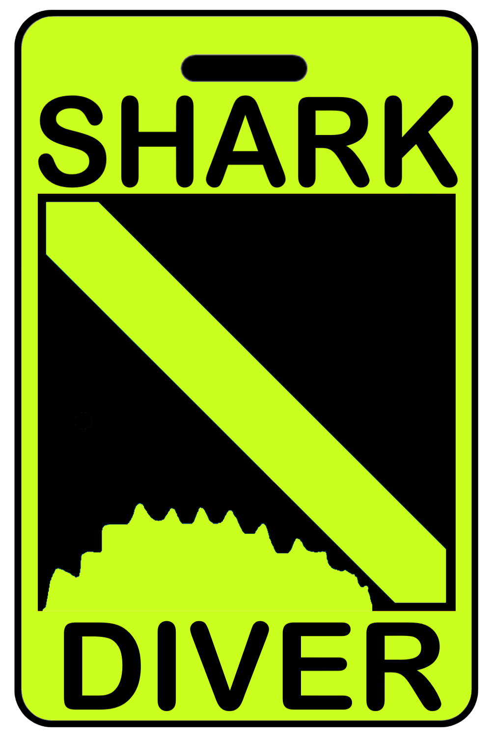 Hi-Viz Yellow Shark Diver w/ Shark Bite SCUBA Diving Luggage/Gear Bag Tag - New