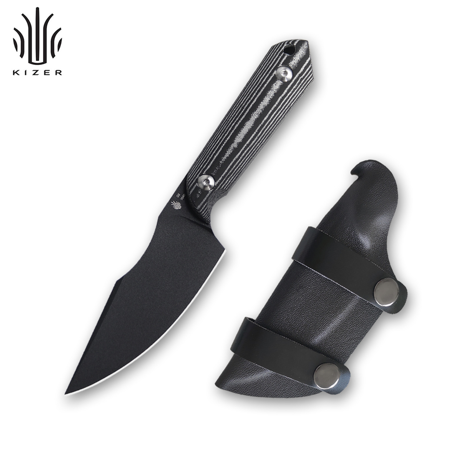 Kizer Harpoon Drop Point Fixed Blade Knife D2 Steel Micarta Handle 1040A1