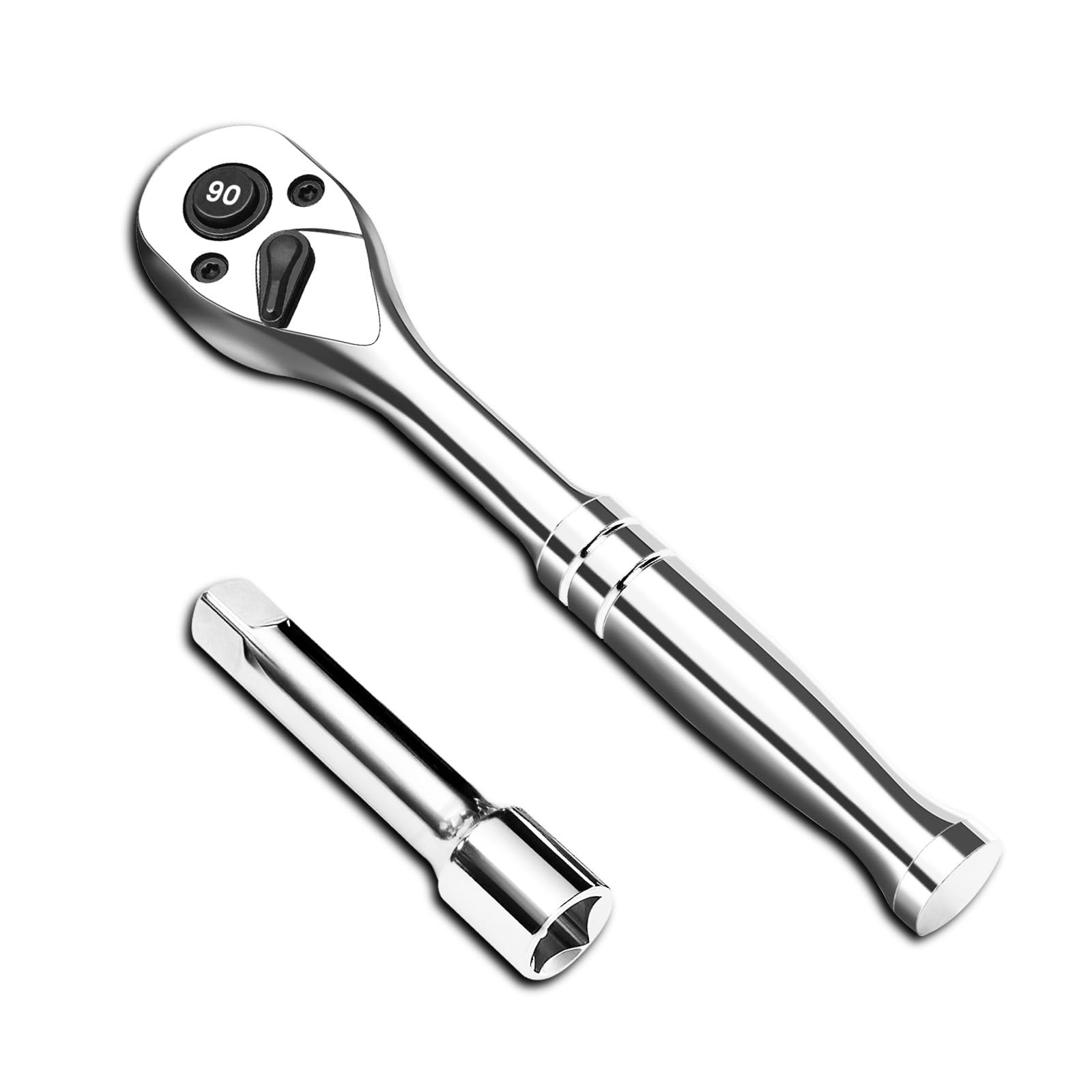 1/4-Inch Drive Ratchet Wrench, 90-Tooth Quick-release Reversible Ratchet Wren...