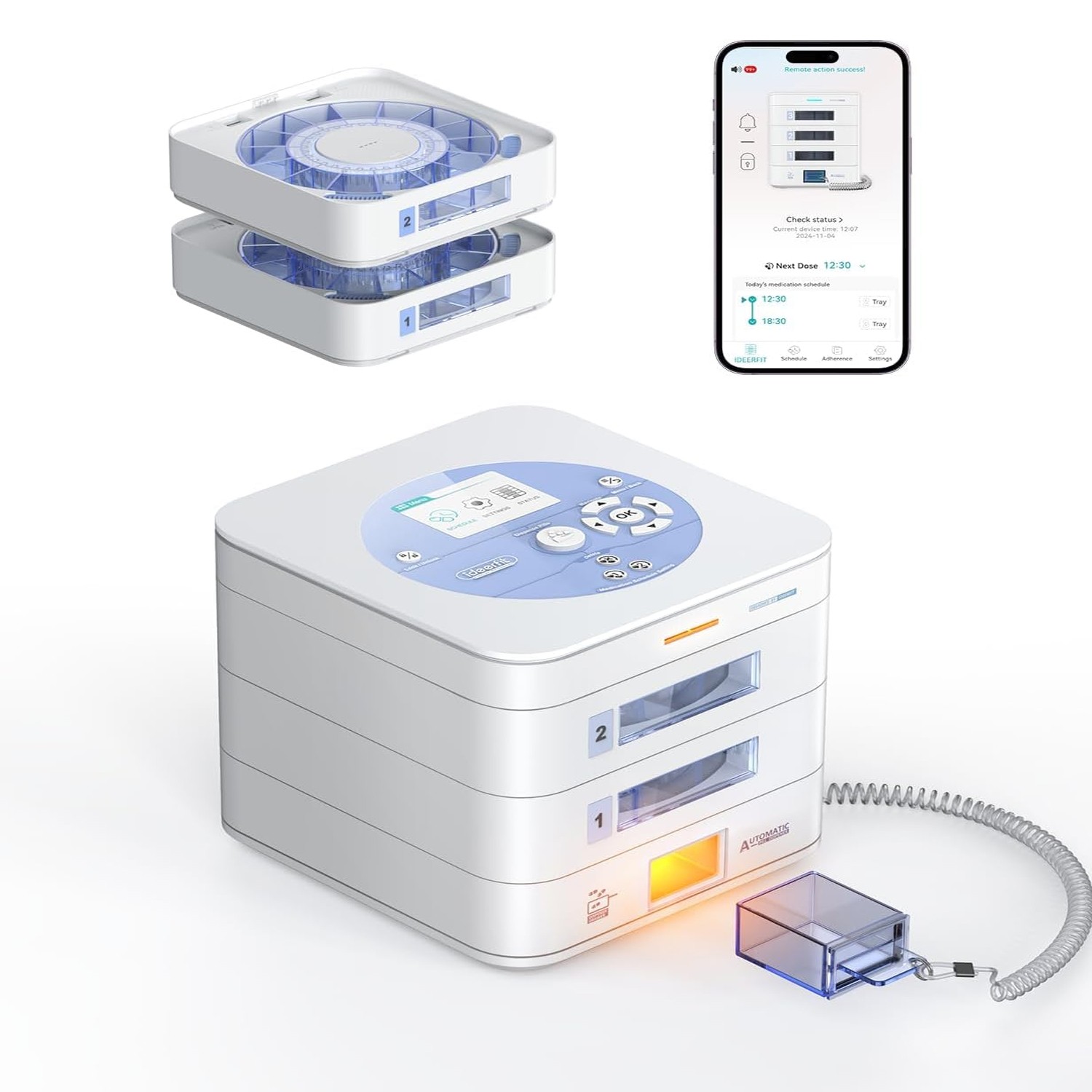 28-Day Automatic Pill Dispenser – App & On-Device Setup by Family LCD Display US